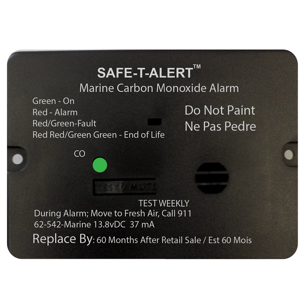 Safe-T-Alert 62-542-R-Marine Carbon Monoxide Alarm 12V Flush Mount Black with Relay Image 1