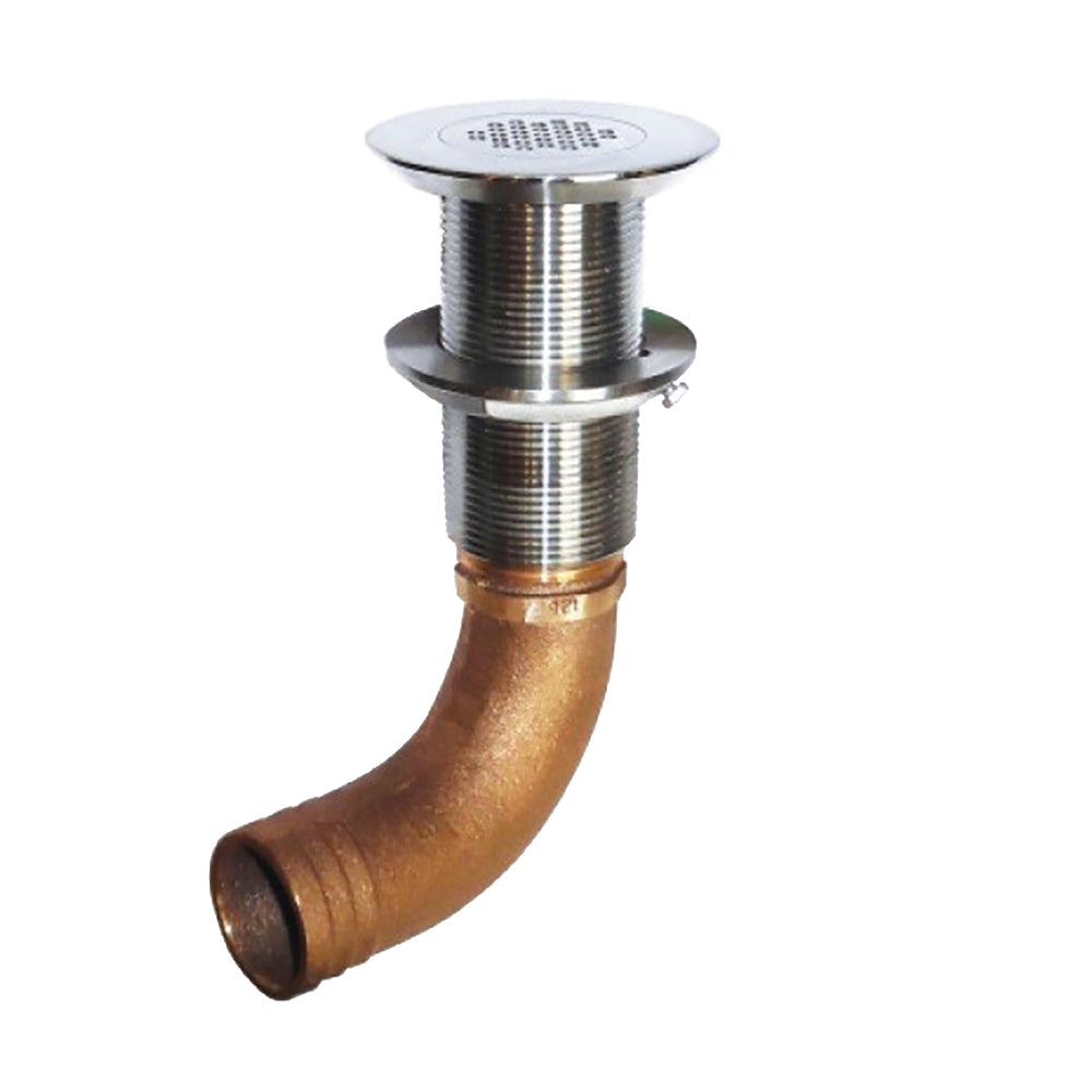 Groco SCUS-1245 1-1/4" Stainless 45 Degree Deck Drain Image 1