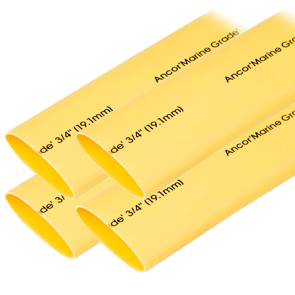 Ancor 306906 Yellow Heat Shrink Tubing 3/4" x 6" - 4 Pack Image 1
