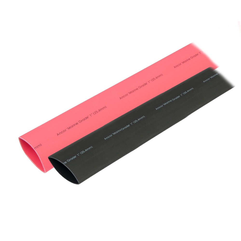 Ancor 307602 Heat Shrink Tubing 1" x 3" Black Red Combo - Strong Cross Linked Polyolefin - Adhesive Lining - Shrink Ratio 1/3 - 257°F Shrinking Image 1