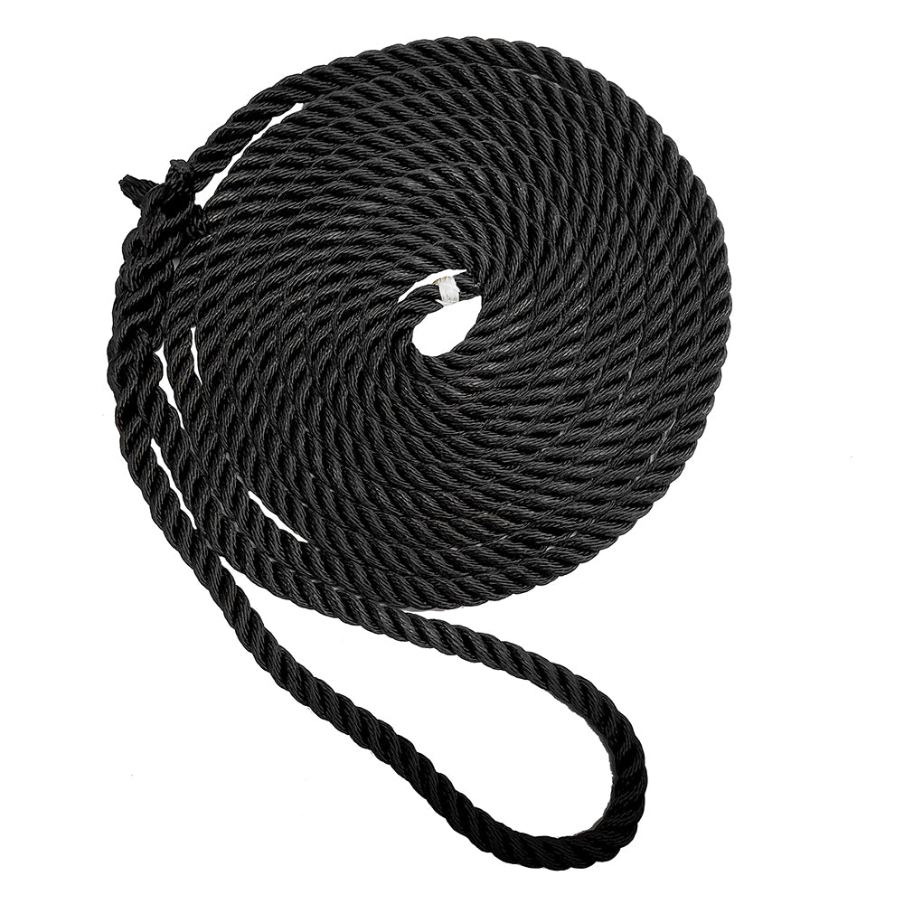 5/8 x 15' Black Premium Nylon 3 Strand Dock Line - England Ropes C6054 Image 1