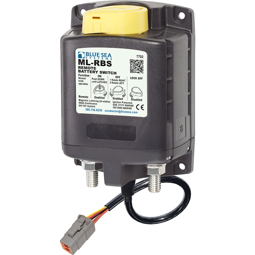 Blue Sea Systems 7702100 ML Solenoid 24V 500A Manual Control and Deutsch Connector Image 1