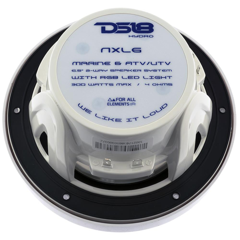 Ds18 Nxl-6 Hydro 6.5" 2-Way Marine Speakers Rgb Led Lights 300W White