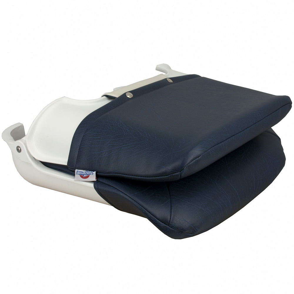 Springfield Marine Skipper Fold Down Seat - Standard White/Blue 1061016