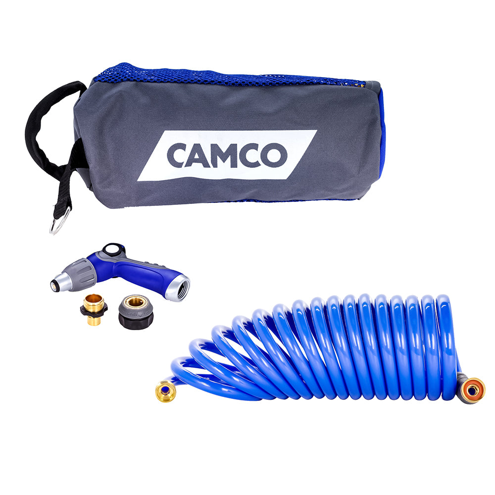 Camco 41980 20' Coiled Hose And Spray Nozzle Kit Image 1