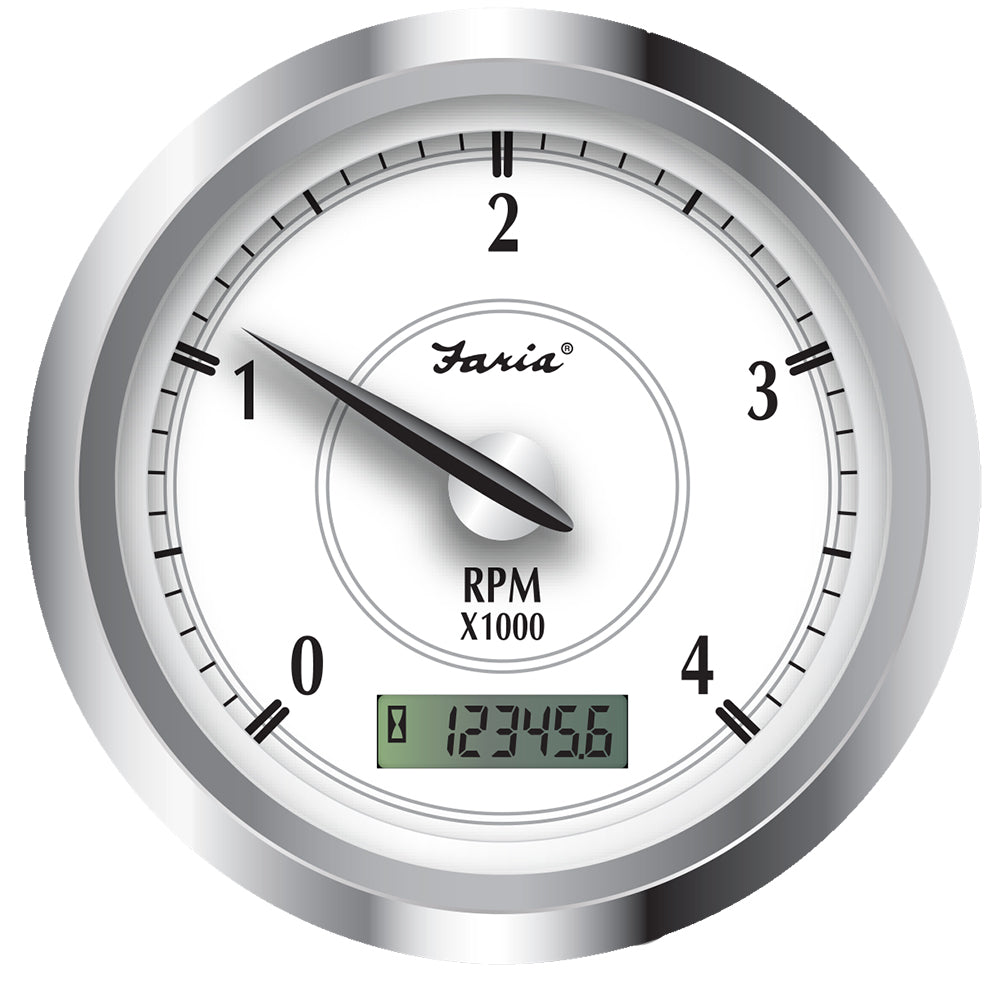 Faria Beede 45006 Newport SS 4" Tachometer Hourmeter Diesel Image 1