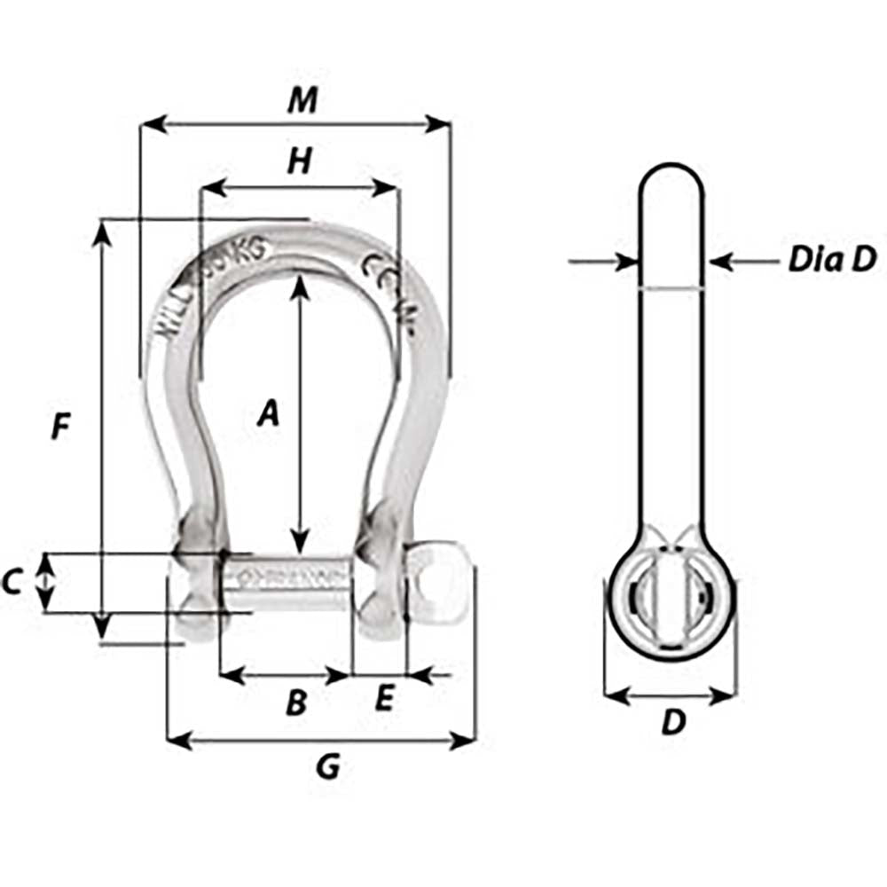 Wichard Marine 01242 Self-Locking Bow Shackle Diameter 5Mm 3/16""