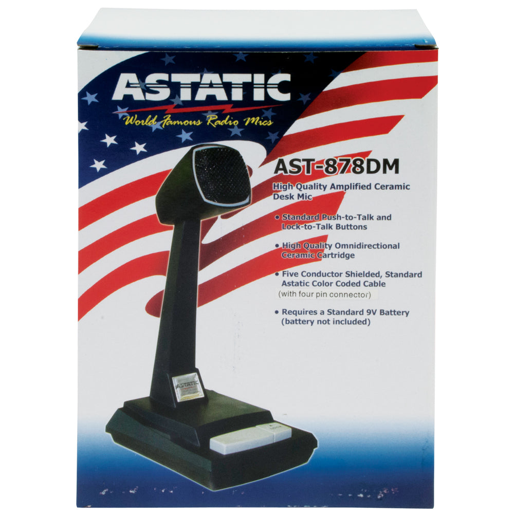 Astatic AST878DM AMPLIFIED DESK MICROPHONE PUSH-TO-TALK SWITCH