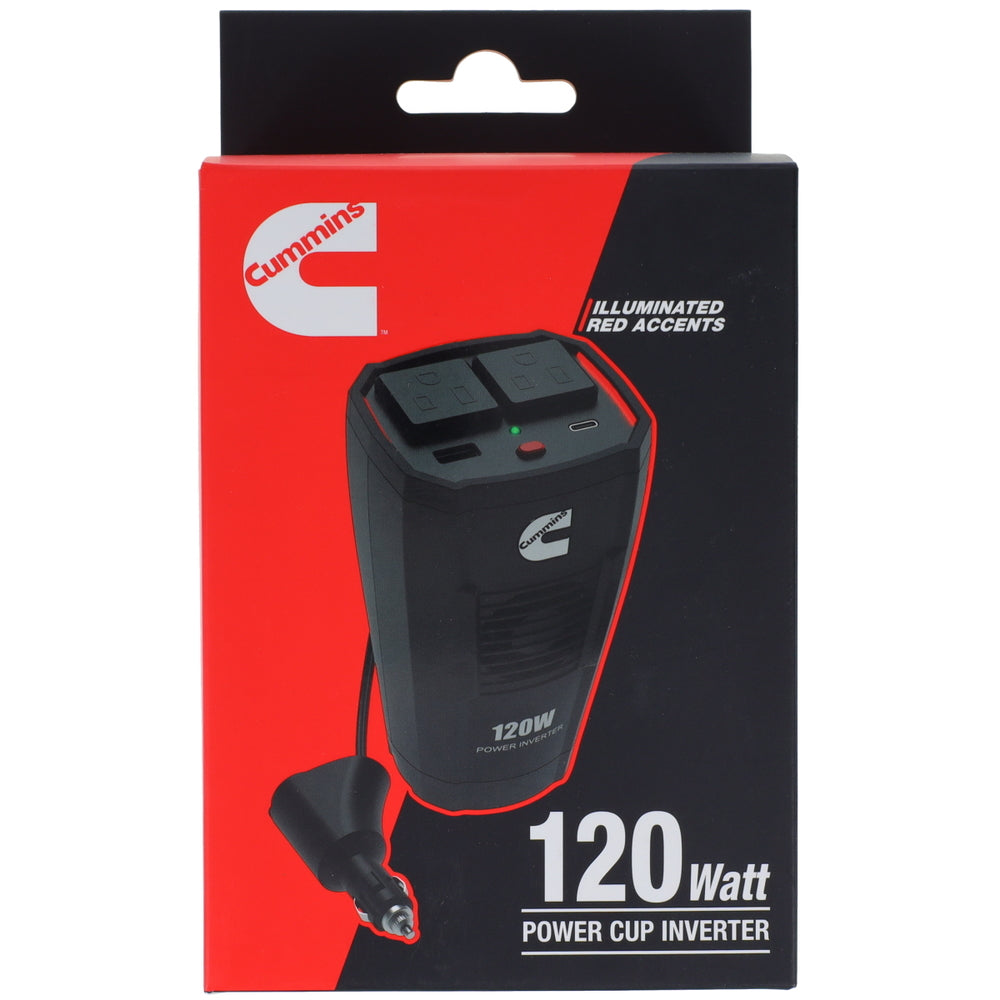 Cummins CMN120C 120 Watt Cupholder Power Inverter Dual Ac Outlets Dc To Inverte