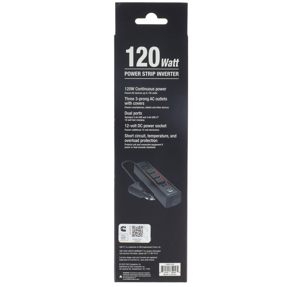 Cummins CMN120S 120 Watt Portable Power Strip Inverter
