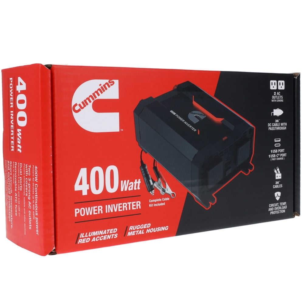 Cummins CMN400 Car Power Inverter DC 12V to 110V AC Converter Kit - 400W