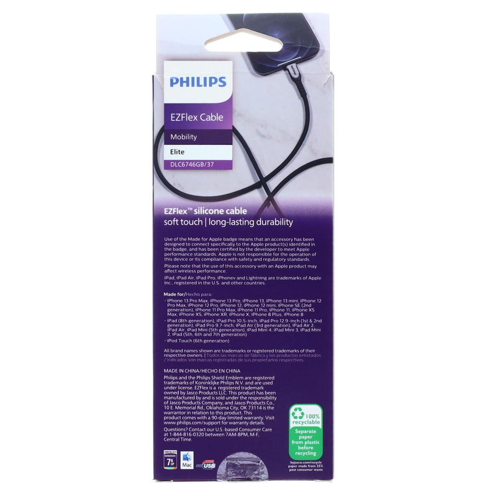 Philips DLC6746GB37 Usb-C To Lightning 6Ft Black