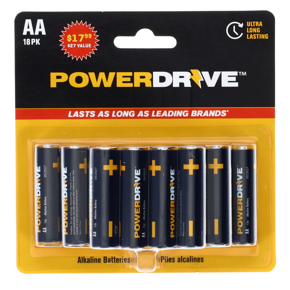 PowerDrive LDR618PK AA Alkaline Battery 18-Pack
