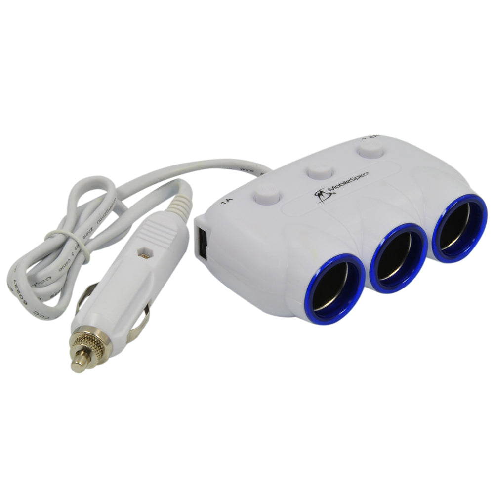 MobileSpec MS312USBBLW 12V 3-Way Adapter with 2 USB Ports