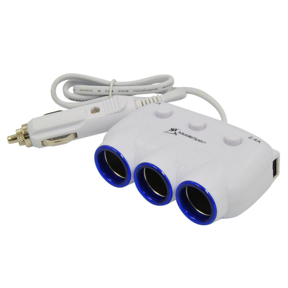 MobileSpec MS312USBBLW 12V 3-Way Adapter with 2 USB Ports