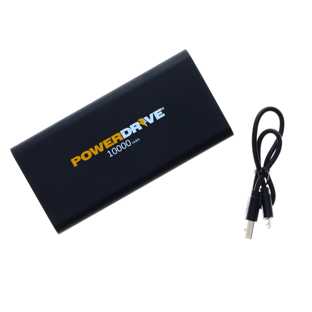 PowerDrive PDPB10000 Portable Battery Charger - 10000mAh Power Bank with 2 USB Ports - Fast-Charging - Black Image 1