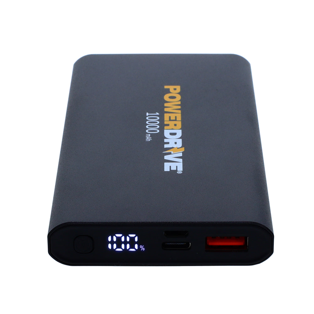 PowerDrive PDPB10000 Portable Battery Charger - 10000mAh Power Bank with 2 USB Ports - Fast-Charging - Black