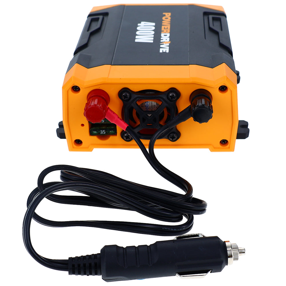 PowerDrive PWD400 400 Watt Power Inverter 12V Dc To 110V Ac 2 Outlets Ports