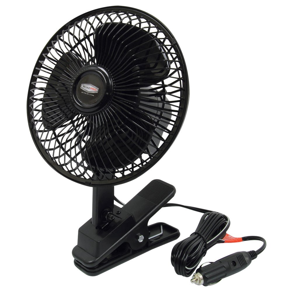 RoadPro RP-1137 12V Truck Fan Clip-On or Dash Mount Oscillating Portable Image 1