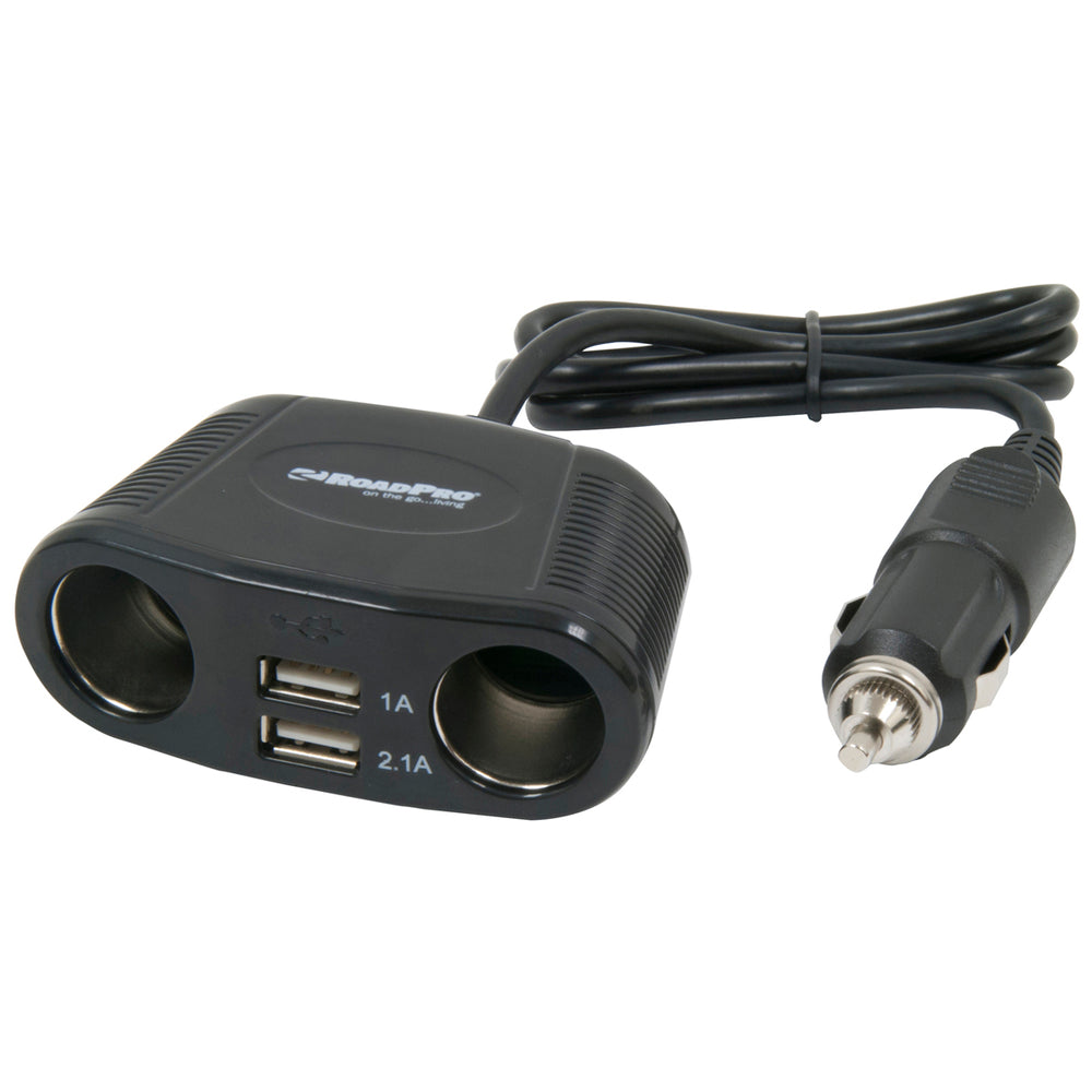 RoadPro RP431USB 4-Way 12-Volt Adapter 2 Usb Ports Cigarette Lighter Rp431U