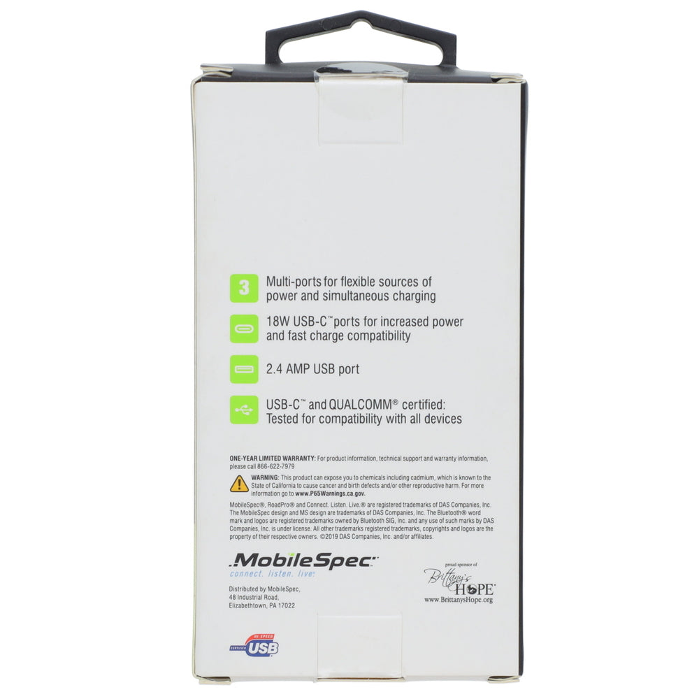 Rove RV01401 Triple DC Car Charger USB-A and Dual USB-C 18W Fast Charge