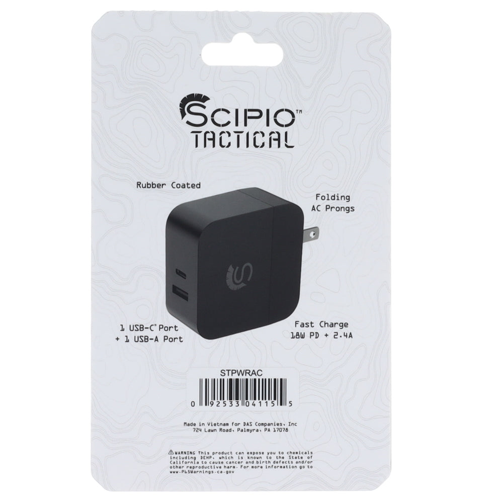 Scipio STPWRAC Dual Port 30W Ac Charger 30 Watt Usb And C Wall Co