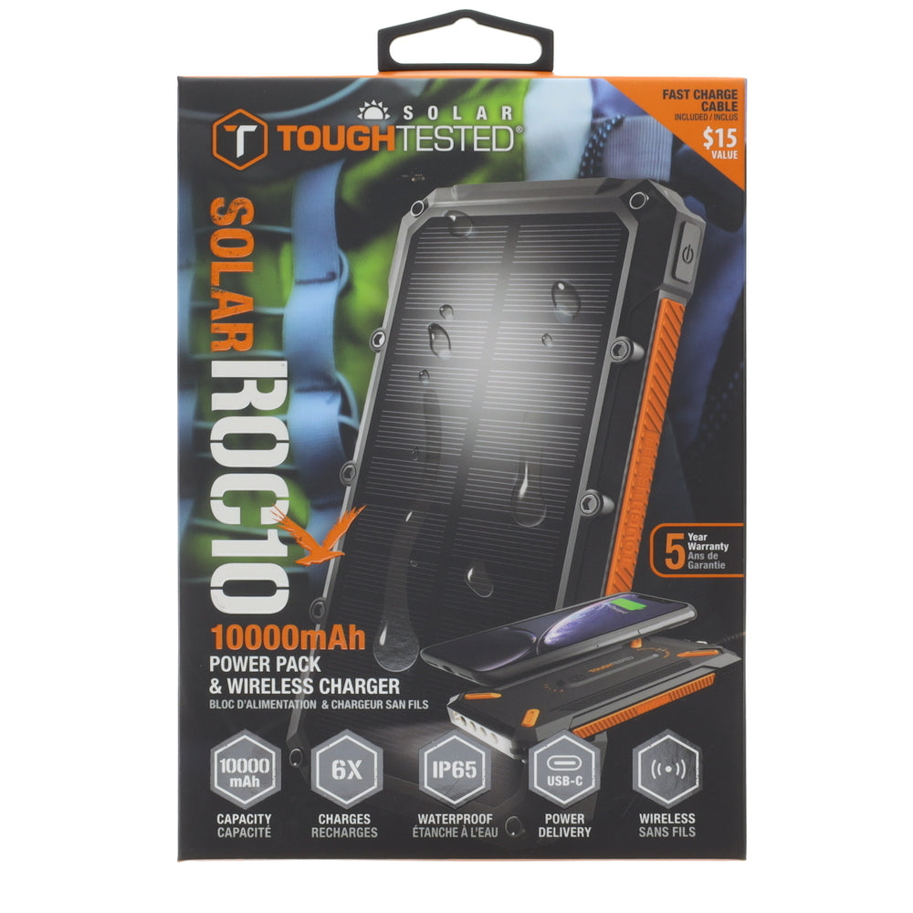 Tough Tested TT-PBW-10C Power Bank 10000 mAh Qi Wireless & Solar 18W PD