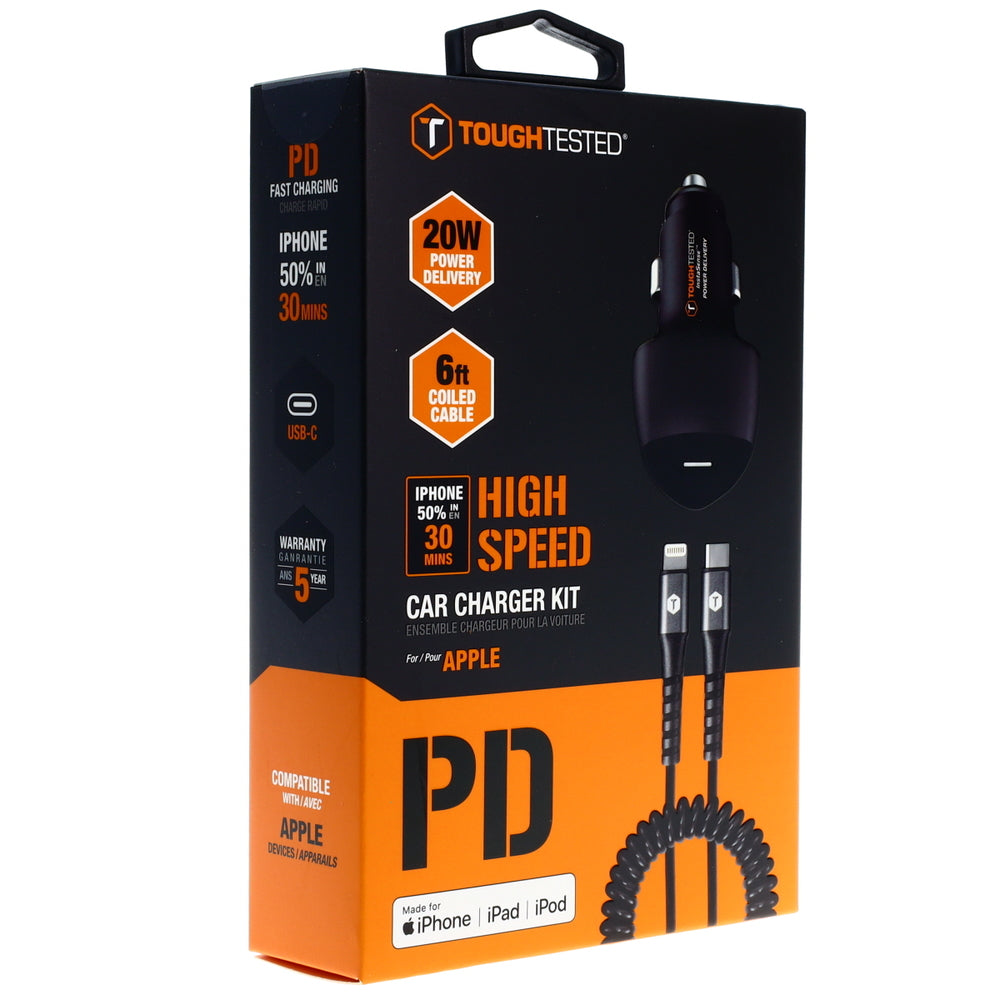 Tough Tested TTPCK1IP5 Apple Charger Kit - 6ft Lightning to C Cable, 20W DC Charger