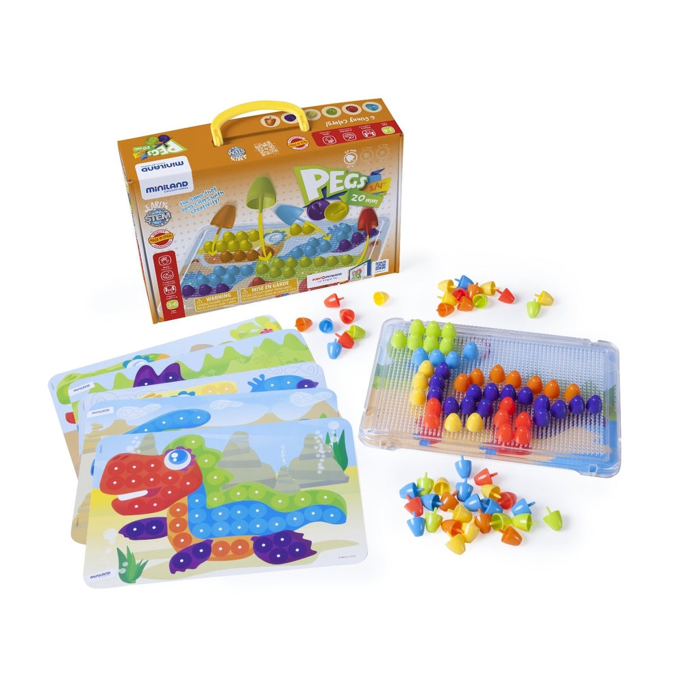 Miniland MLE45318 Pegs and Patterns Set - Bright Colors Image 1