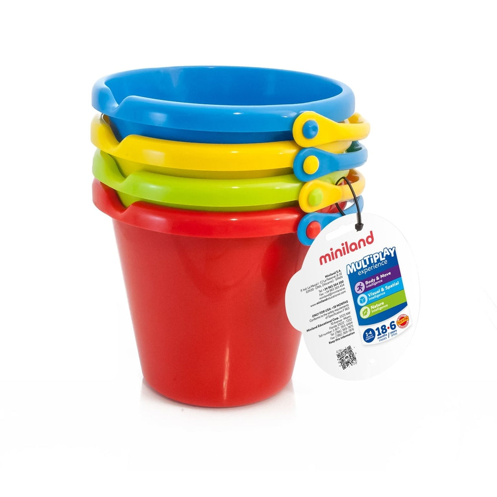 Miniland MLE29005 Buckets Set of 4 - Sand and Snow Play Image 1