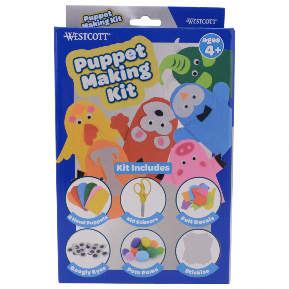 Acme United Corporation ACM00982 Kids Craft Puppet Set with 6 Hand Puppets and Crafting Supplies Image 1