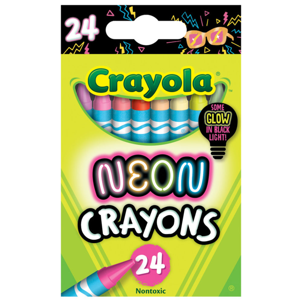 Crayola LLC BIN522998 Neon Crayons 24 Colors Glow-in-the-Dark Image 1