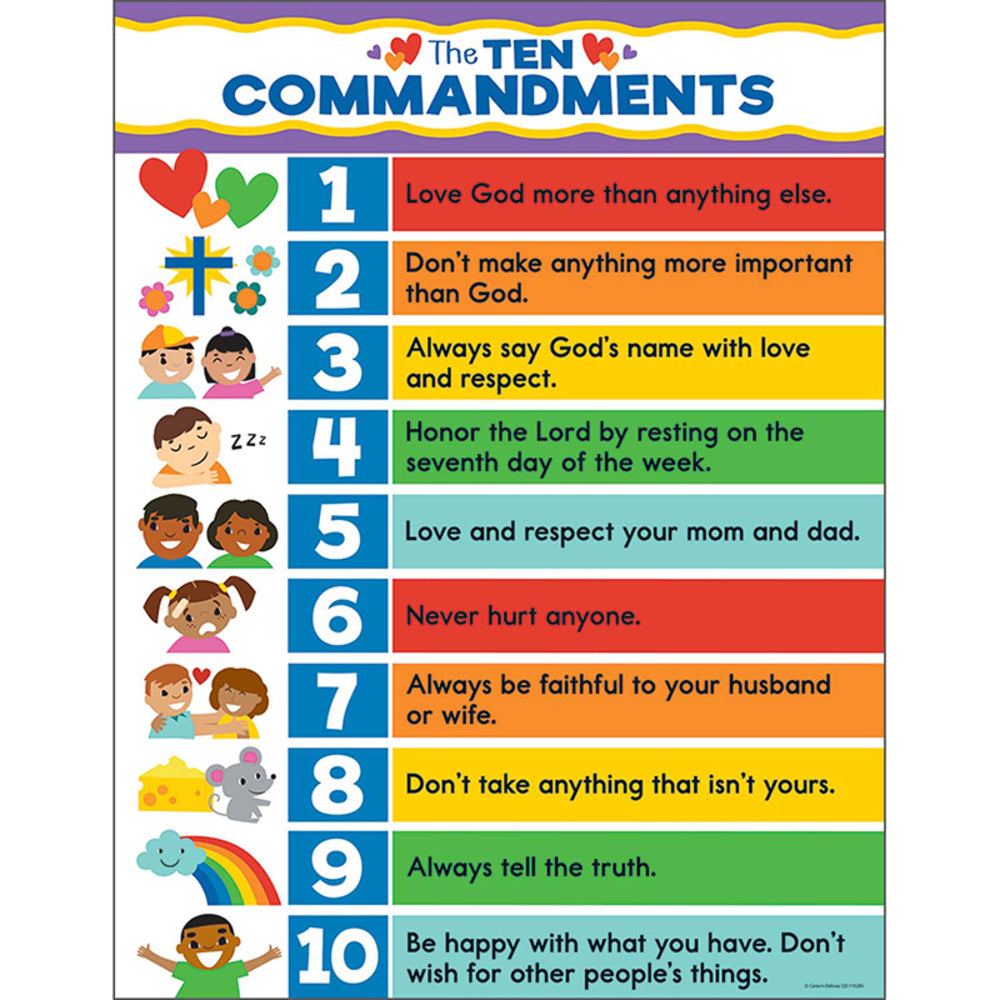 Carson Dellosa CD-114289 Ten Commandments Chart for Classroom and Bible Study Image 1