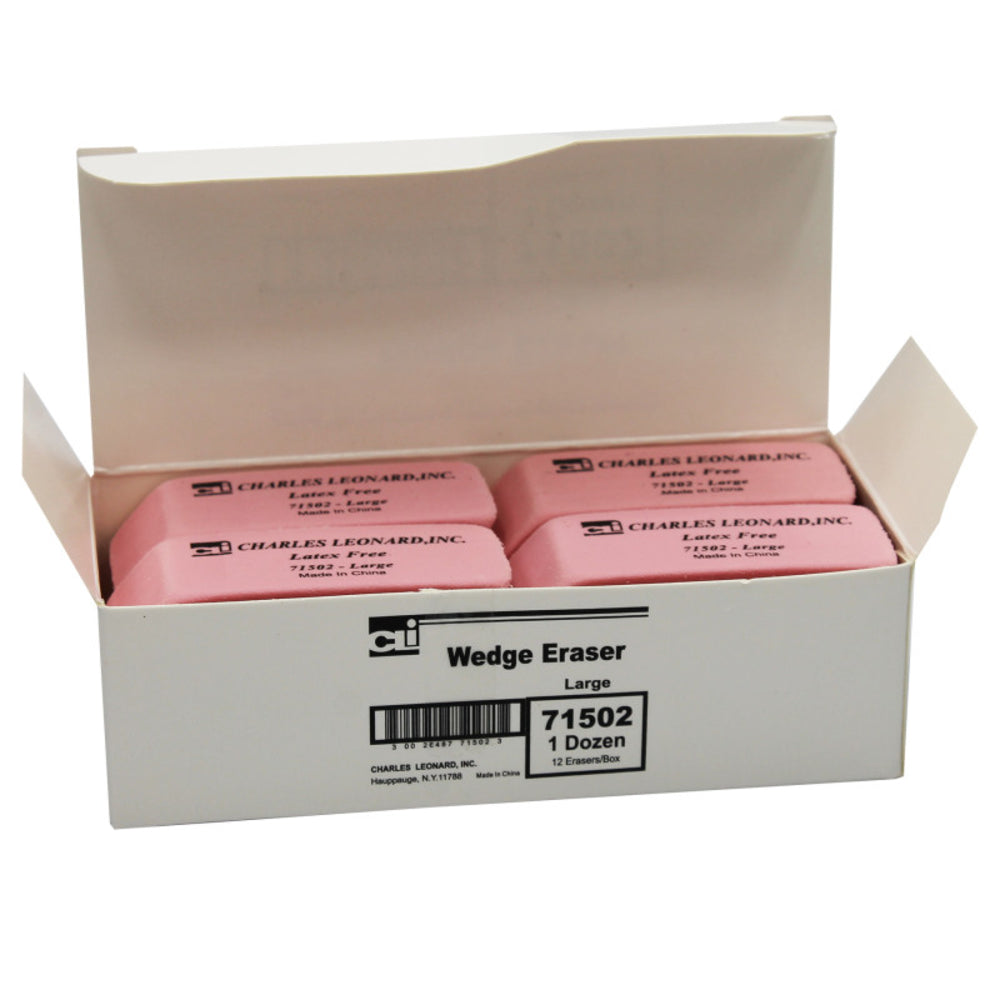 Charles Leonard CHL71502 Pink Latex-Free Large Eraser - Box of 12 Image 1