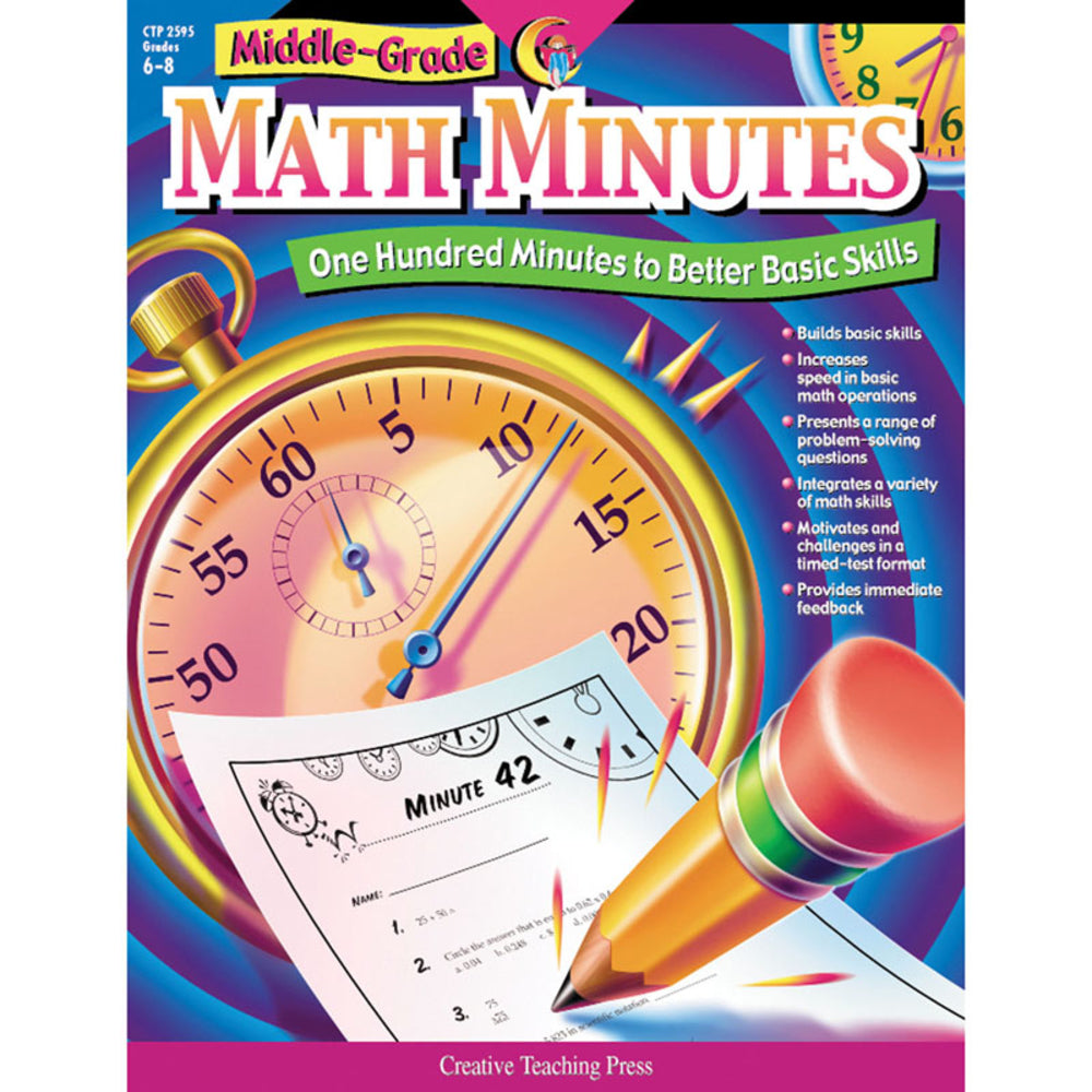 Creative Teaching Press Ctp2595 Middle-Grade Math Minutes Book - Educational Resource for Students Image 1
