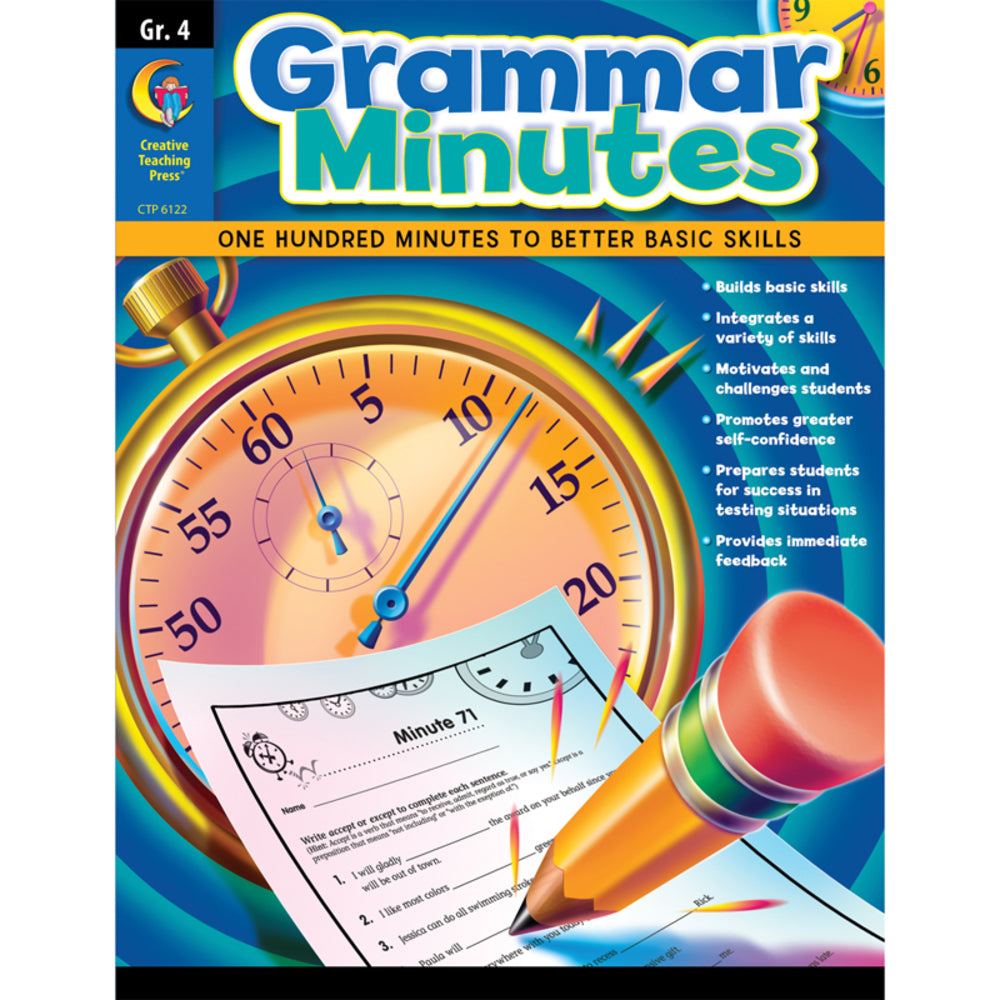 Creative Teaching Press Ctp6122 Grammar Minutes Grade 4 - Educational Resource Book Image 1