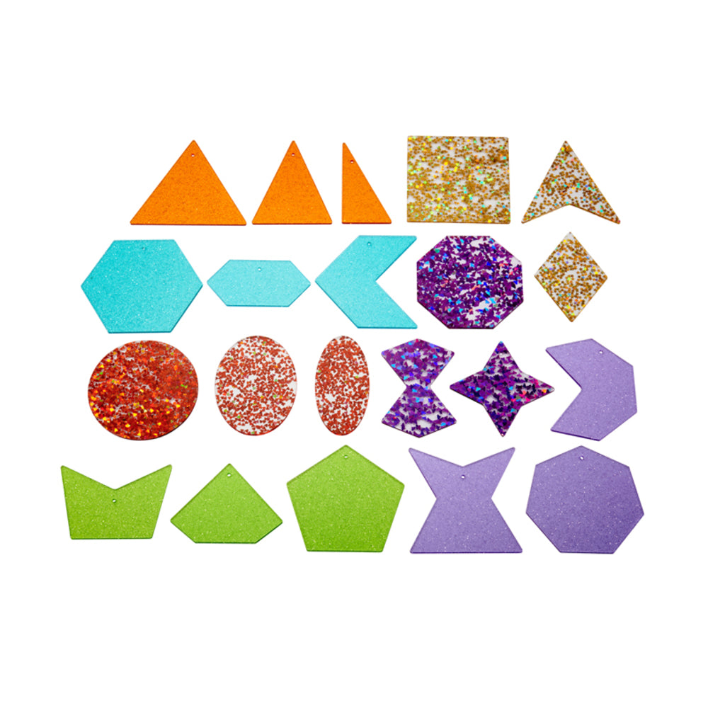 Learning Advantage CTU72622 Rainbow Glitter Shapes Set of 21 - 7 Colors Explore Image 1