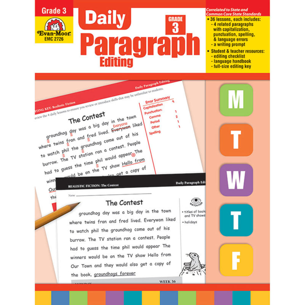 Evan-Moor EMC2726 Daily Paragraph Editing Grade 3 Book Image 1