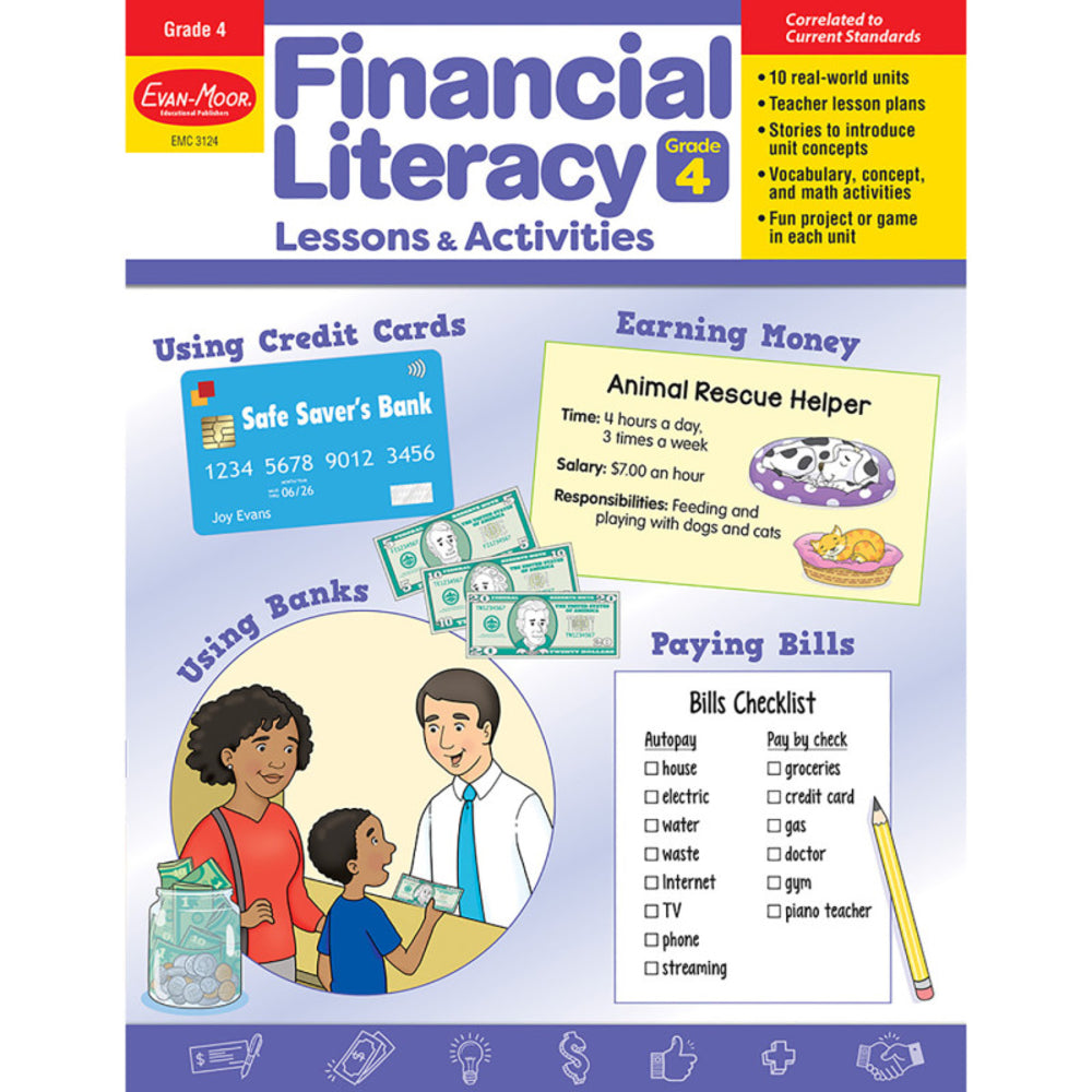 Evan-Moor EMC3124 Financial Literacy Grade 4 Lessons & Activities Image 1