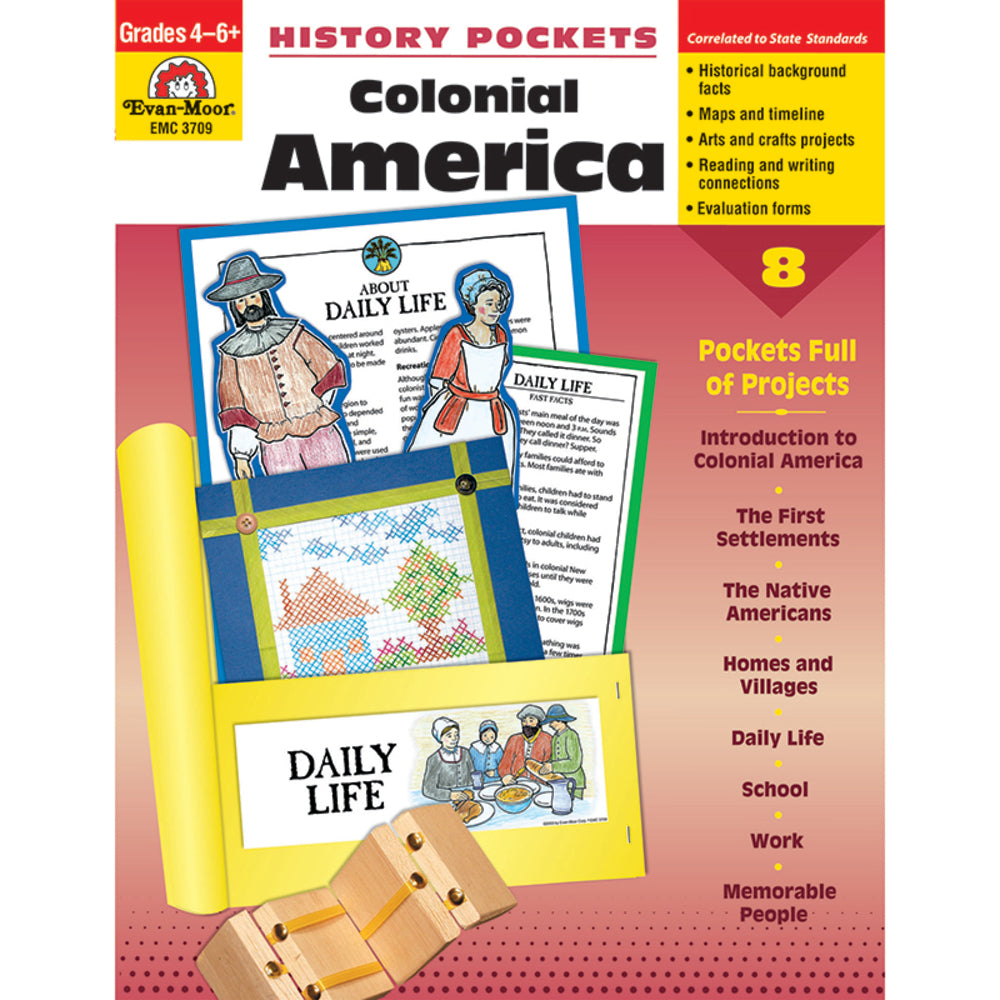 Evan-Moor EMC3709 History Pockets Colonial America - Grades 4-6 - Discovery Pockets Image 1