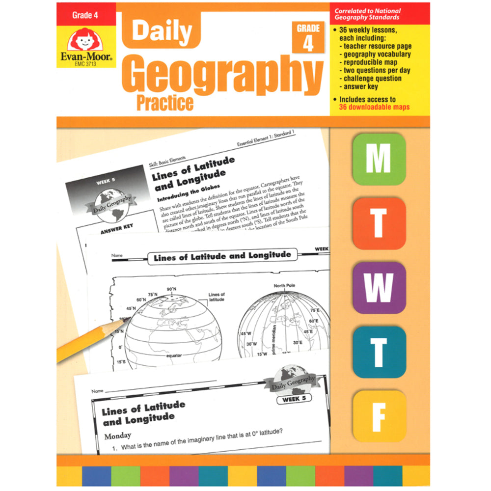 Evan-Moor EMC3713 Daily Geography Practice Book Grade 4 Image 1