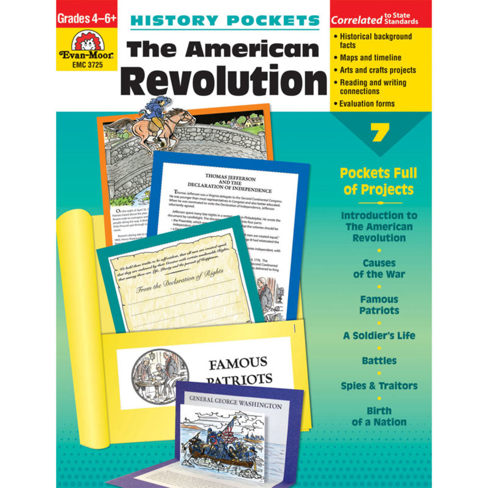 Evan-Moor EMC3725 History Pockets: American Revolution Book Grades 4-6+ Image 1
