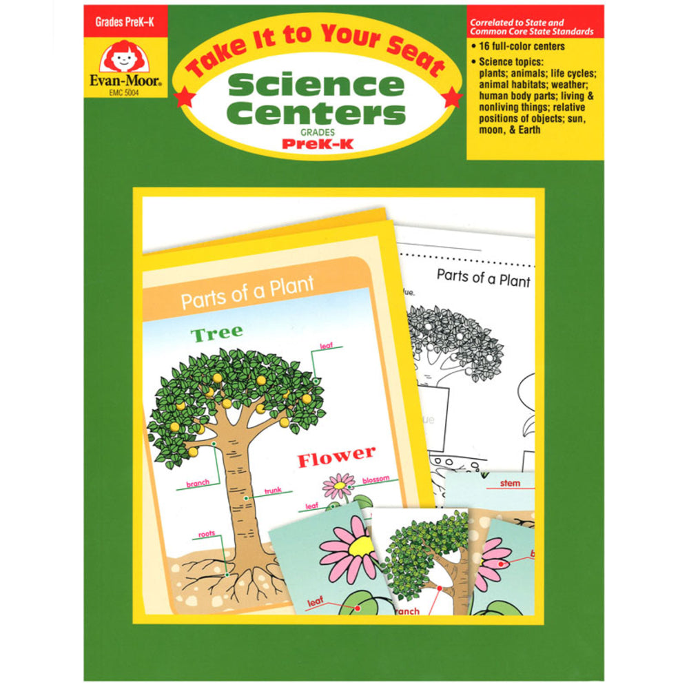 Evan-Moor EMC5004 Science Centers Book PreK-K Living Non-Living Animals Plants Structures Image 1
