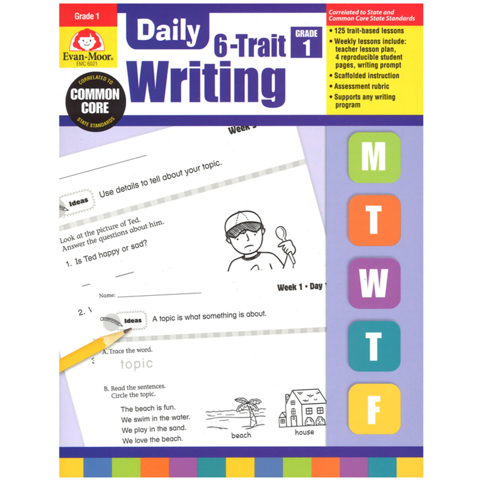 Evan-Moor EMC6021 Daily 6-Trait Writing Book Grade 1 - Improve Writing Skills Image 1