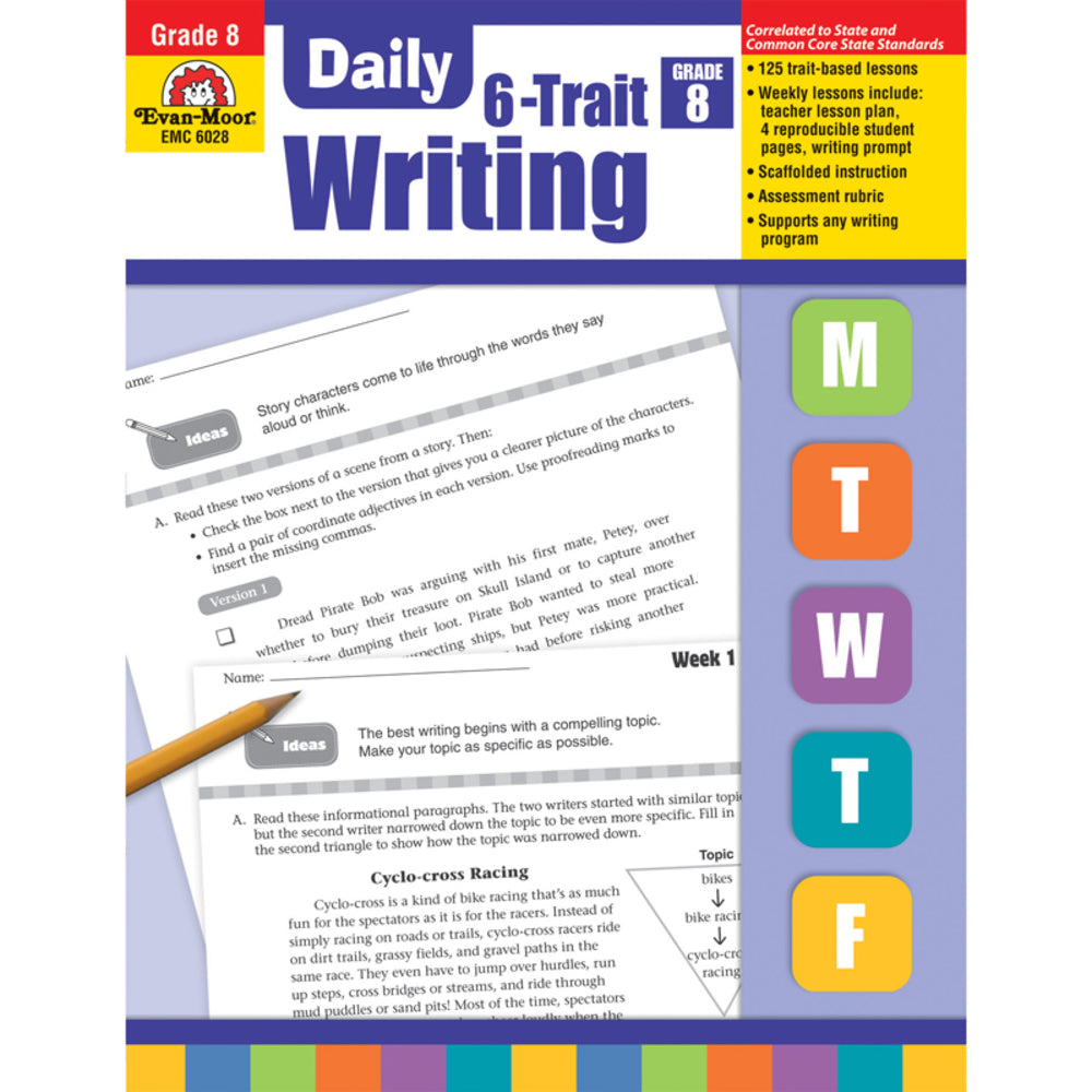 Evan-Moor EMC6028 Daily 6-Trait Writing Grade 8 Workbook for Strong Writing Skills Image 1