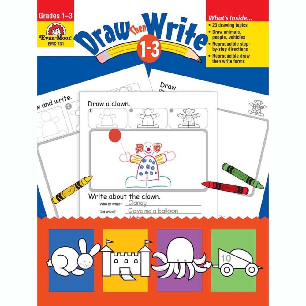 Evan-Moor EMC731 Draw...Then Write Grades 1-3 Workbook Image 1