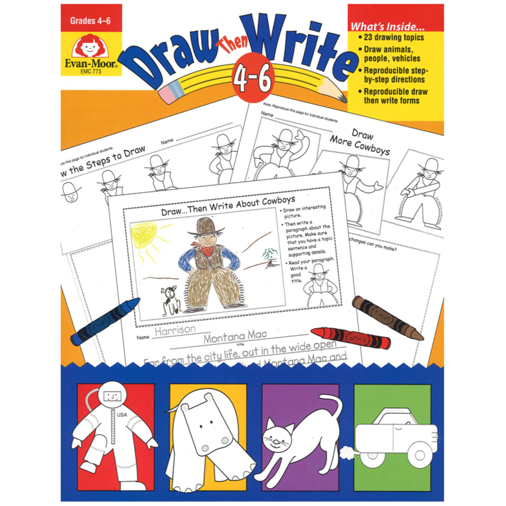 Evan-Moor EMC773 Draw...Then Write Grades 4-6 Activity Book Image 1
