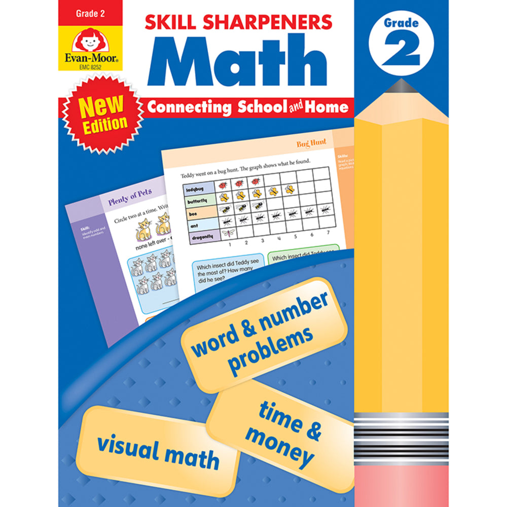 Evan-Moor EMC8252 Math Grade 2 Activity Book - Updated Standards, Addition, Subtraction, Place Value Image 1