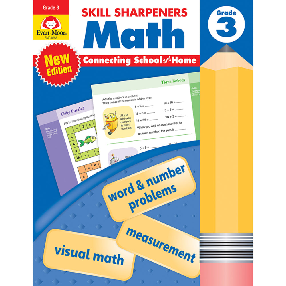 Evan-Moor EMC8253 Math Grade 3 Activity Book for Skill Sharpening Image 1