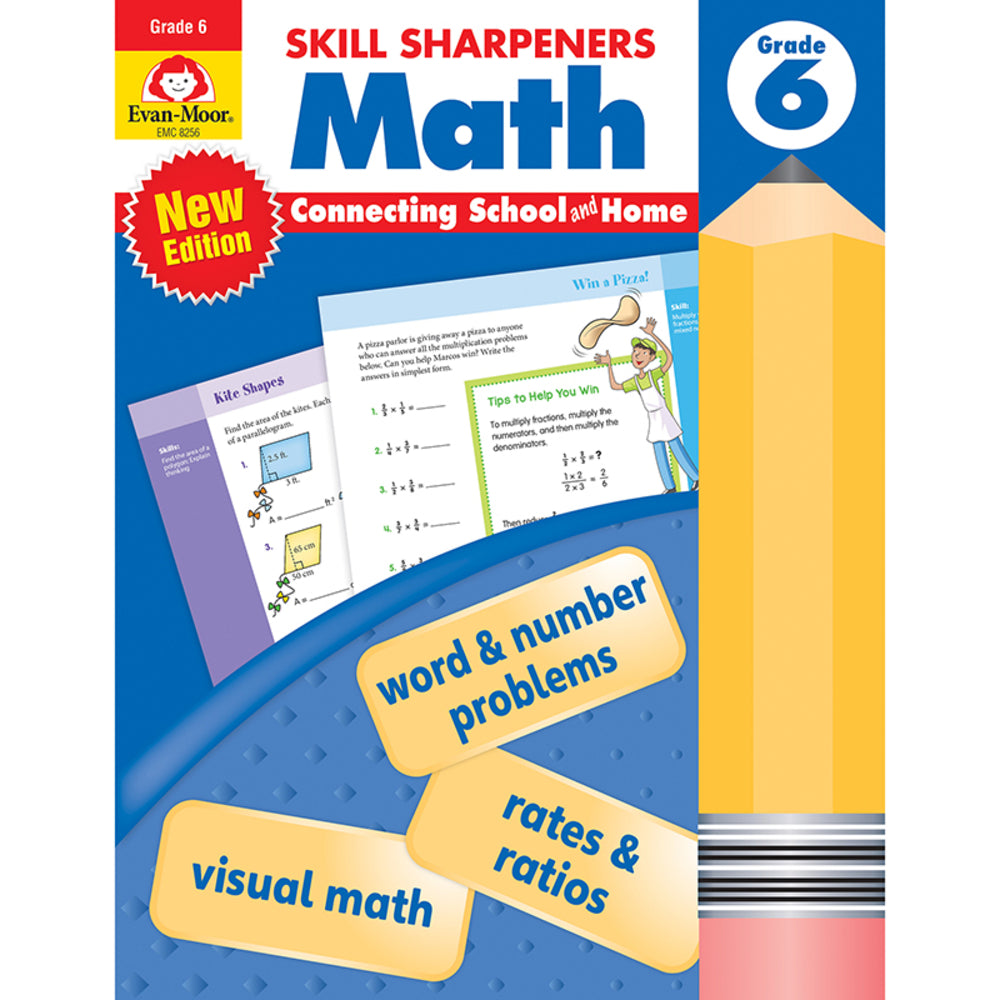 Evan-Moor EMC8256 Skill Sharpeners Math Grade 6 - Engaging Activities for Math Fluency Image 1